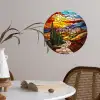 Mozaïek - Zon - Landschap - Dorp Wandcirkel behangsticker klein -sfeer3