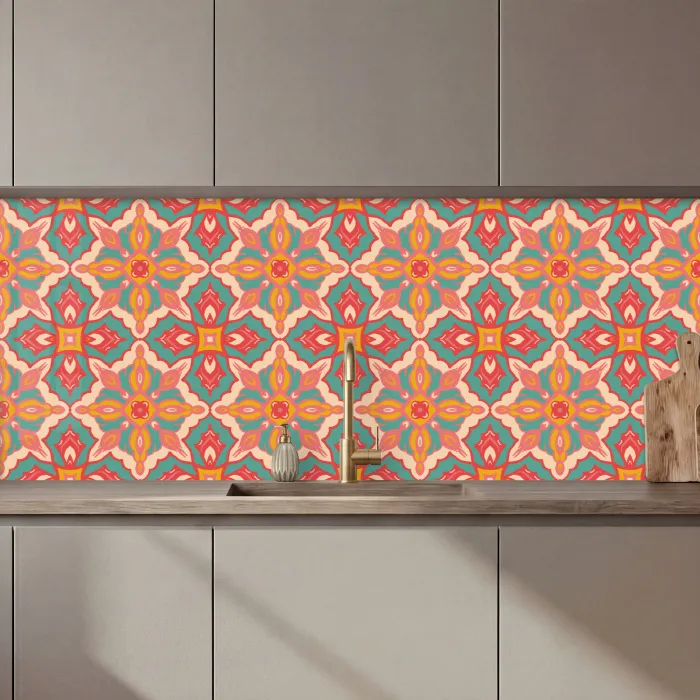 Patroon - Hippie - Oranje keuken achterwand 2 middel 871 zz_3dshopping
