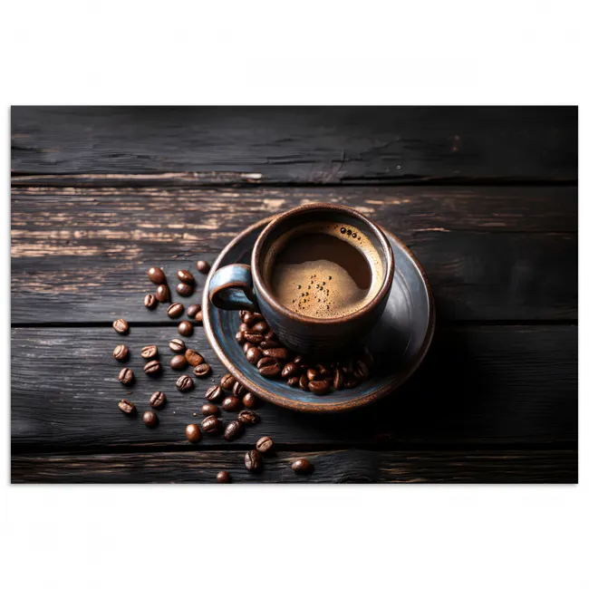 Poster - Kop - Koffie - Hout - Bonen