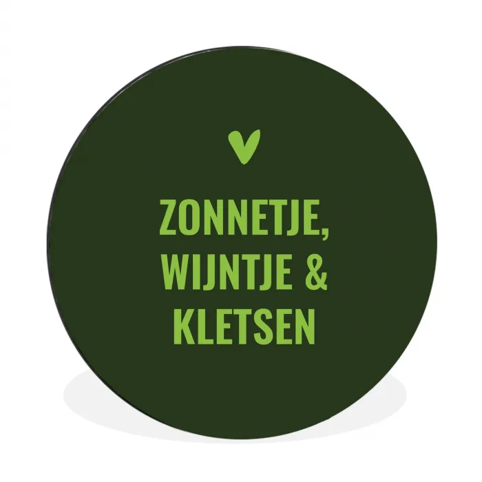 Donkergroen - Quote - Zon - Zomer Wandcirkel aluminium klein -3d