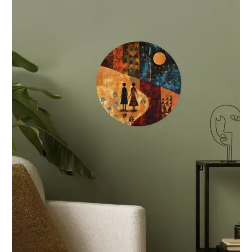 Silhouetten - Abstract - Zon - Maan Wandcirkel behangsticker klein -sfeer2