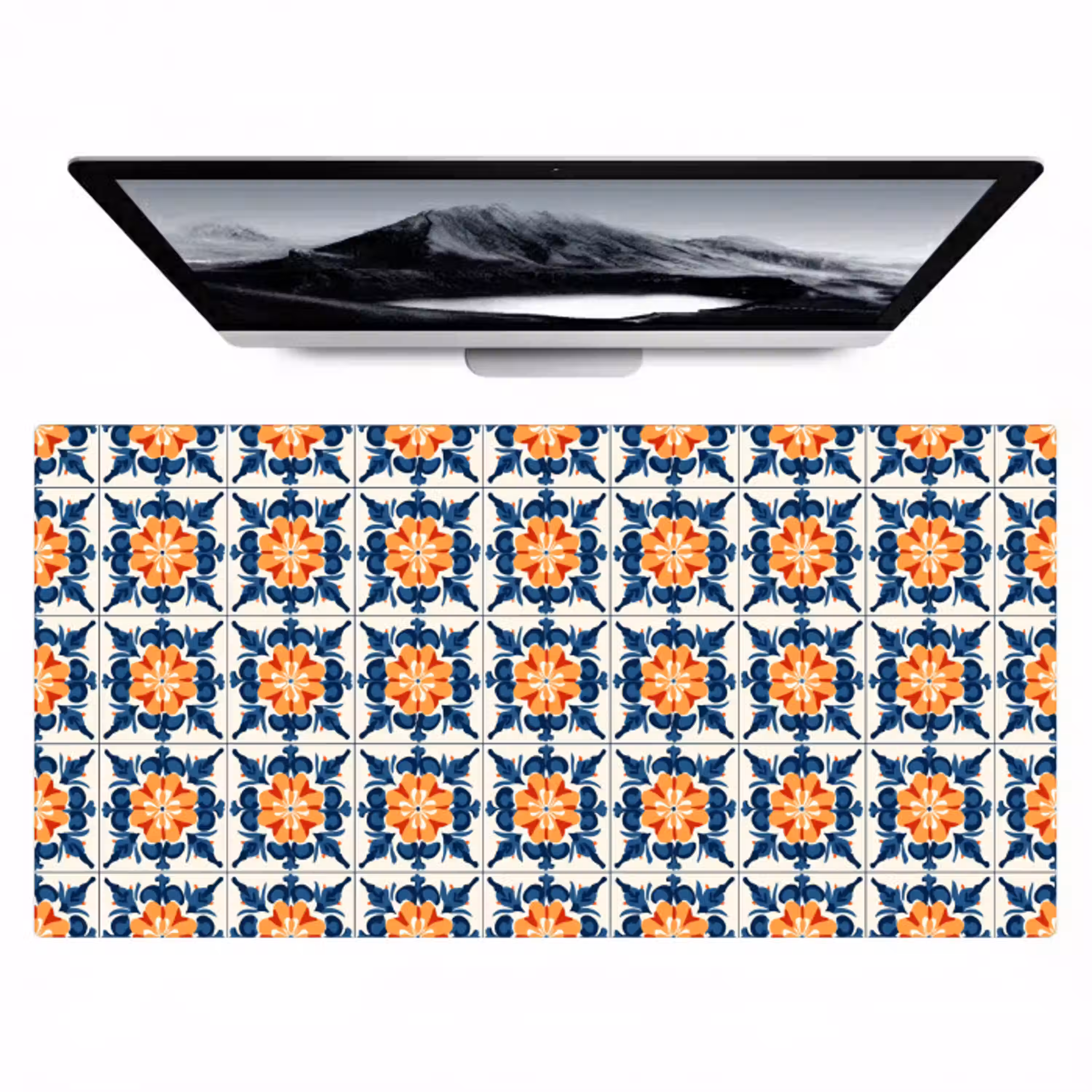 Traditioneel - Tegel - Oranje Muismat XXL klein 681 -zzz3d