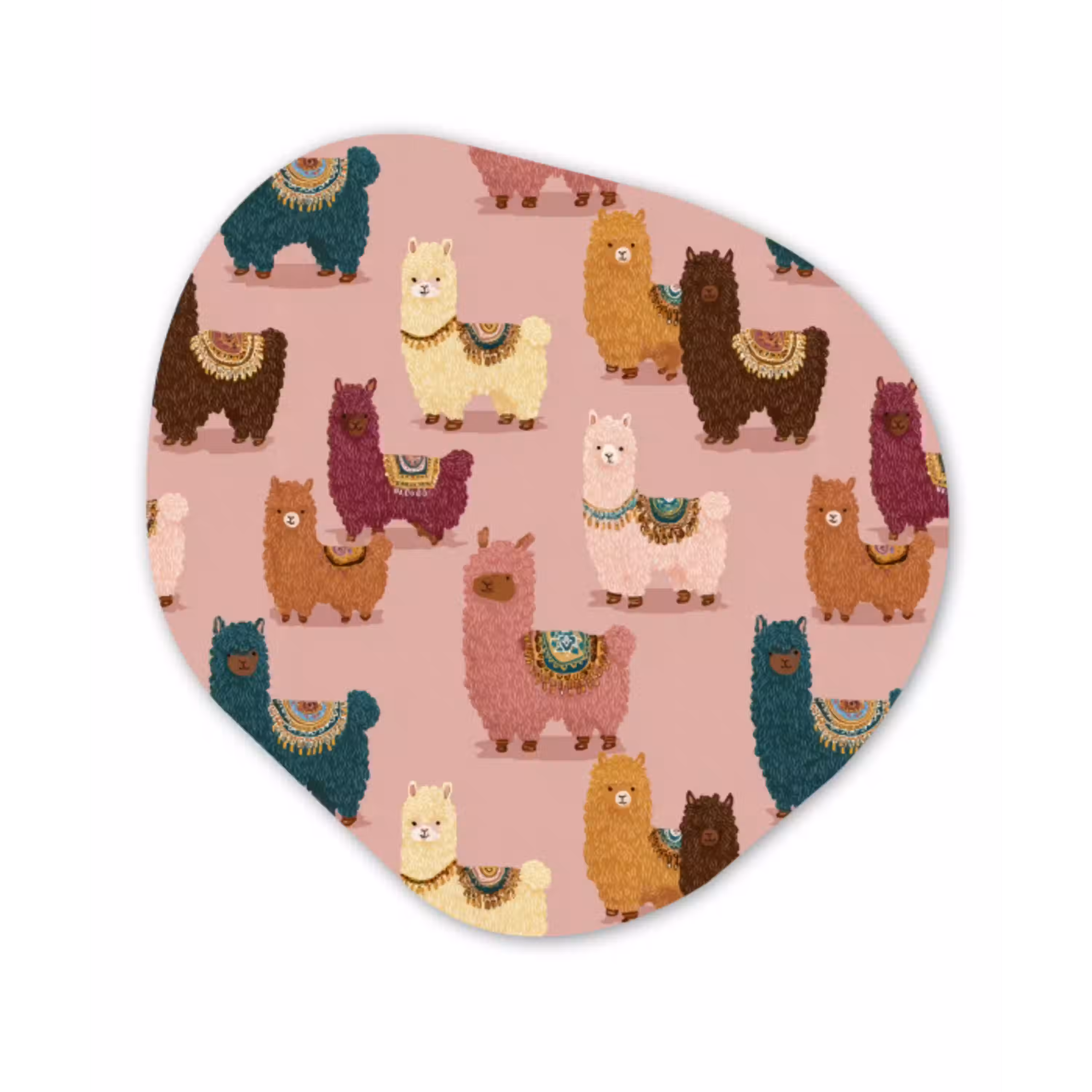 Alpaca's - Patroon - Kleurrijk Wandcirkel Organisch Forex 3mm klein 629 -3d