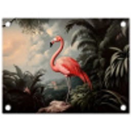 Tropisch - Flamingo - Roze - Bladeren tuinposter los doek klein -3d