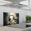 Toekan - Vogels - Bloemen - Natuur - Jungle keuken achterwand spatscherm klein -3d_schuin