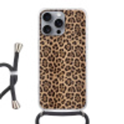 Luipaard - Vacht - Klassiek - Bruin Hoesje iPhone 16 Pro Max met koord klein -3d
