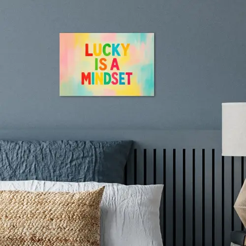 Quote - Lucky - Regenboogkleuren poster papier klein -sfeer2