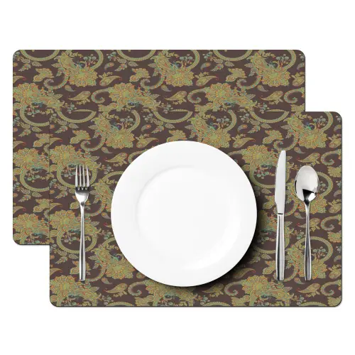 Bruin - Groen - Bloemen Placemat vinyl groot 368 -zzsfeer2_Kitchenyeah-website