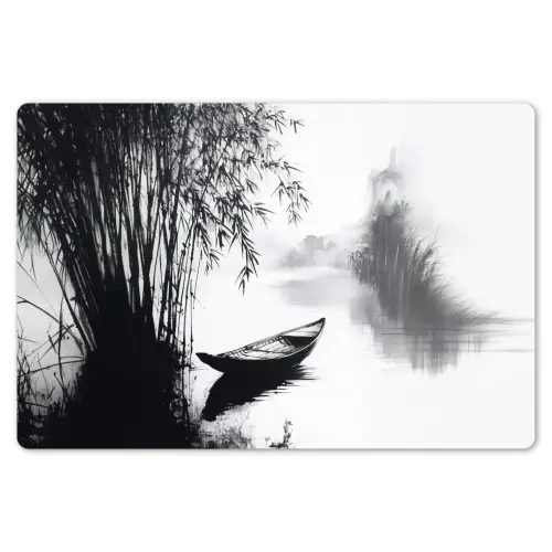 Boot - Rivier - Bamboe - Wit Placemat vinyl groot -zzsfeer1_Kitchenyeah-website