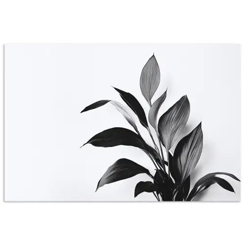 Plant - Bladeren - Minimalistisch - Zwart poster papier klein -3d