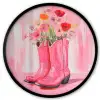 Roze - Bloemen - Cowboy Fotolijst rond zonder passe partout klein -3d