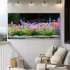 Bloemen - Steenrand - Kleurrijk Tuinposter op houten frame 2 cm dik xxl -sfeer1