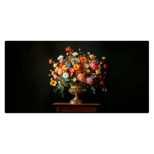 Goud - Bloemen - Kleuren - Vaas Muismat XXL klein -3d_leeg
