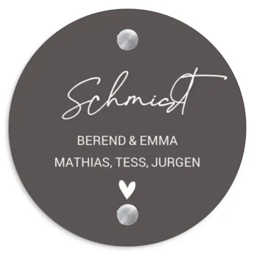 Grijs - Sierlijk Naambord Rond klein -3d