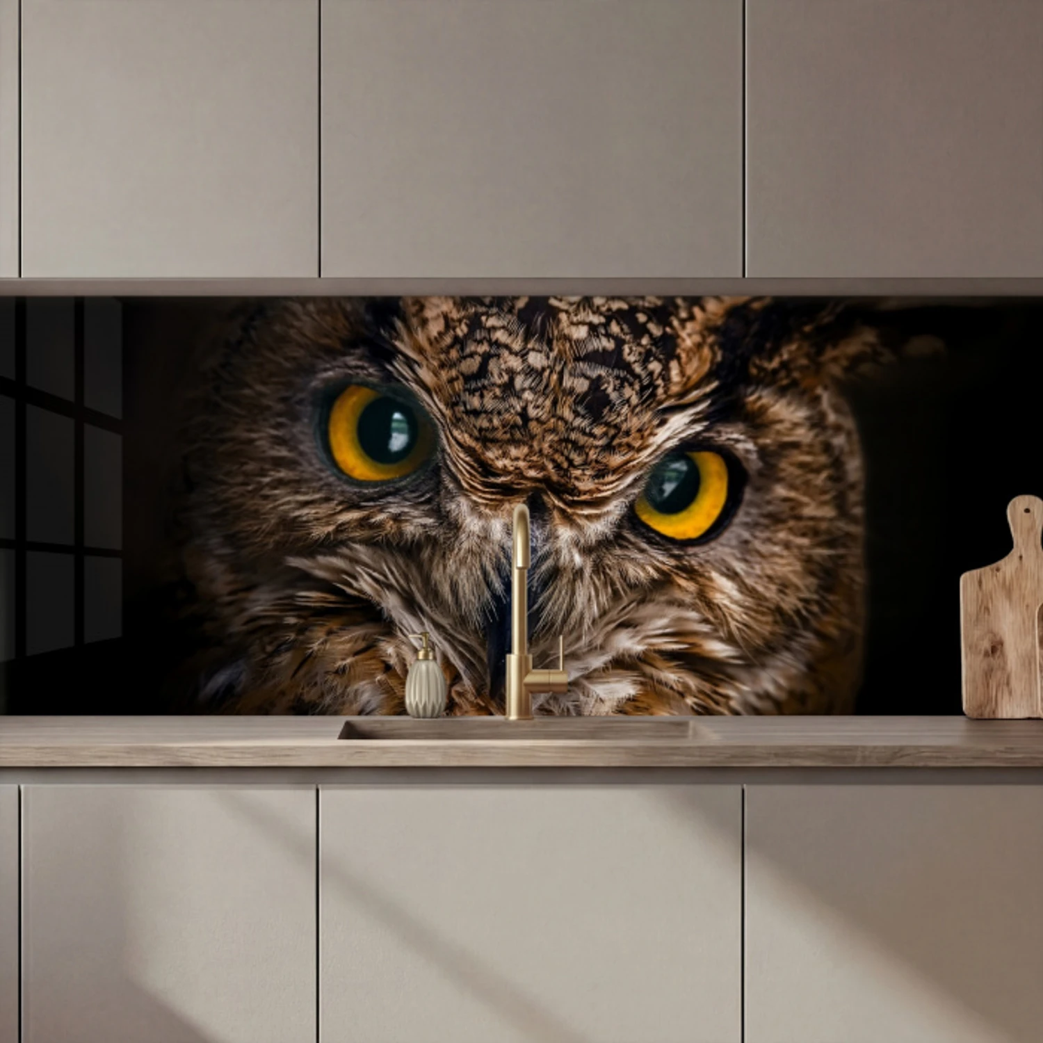 Uil - Dier - Oranje keuken achterwand 2 middel zz_3dshopping