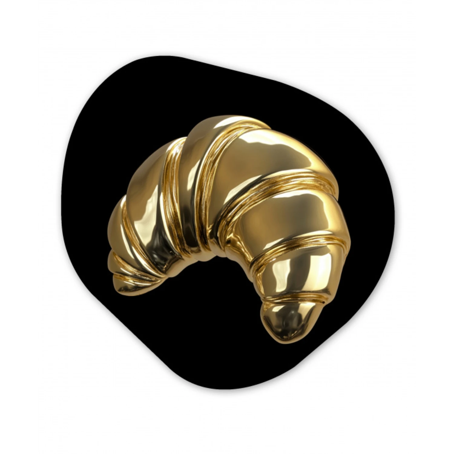 Croissant - Brood - Goud - Zwart Wandcirkel Organisch Forex 3mm klein -3d
