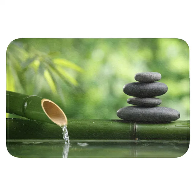 Badmat - Zen - Stenen - Groen - Natuur - Bamboe