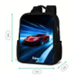 Rode racewagen in digitale snelheidswereld Rugzak - Zwart middel -productfoto_formaten