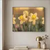 Bloemen - Geel - Wazig Textielframe zwart klein -sfeer2
