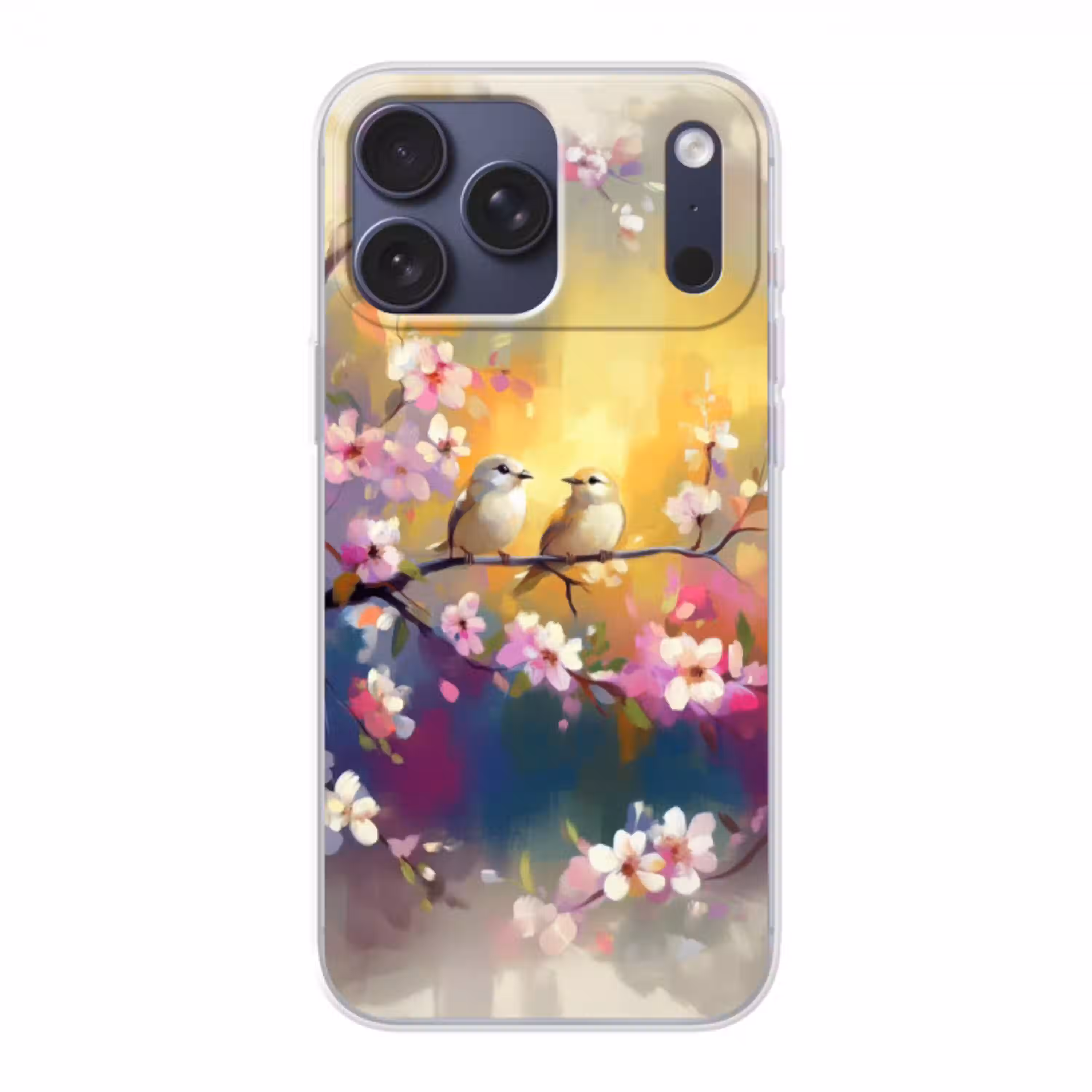 Vogels - Bloemen - Roze Telefoonhoesje iPhone 17 Pro Max klein -3d