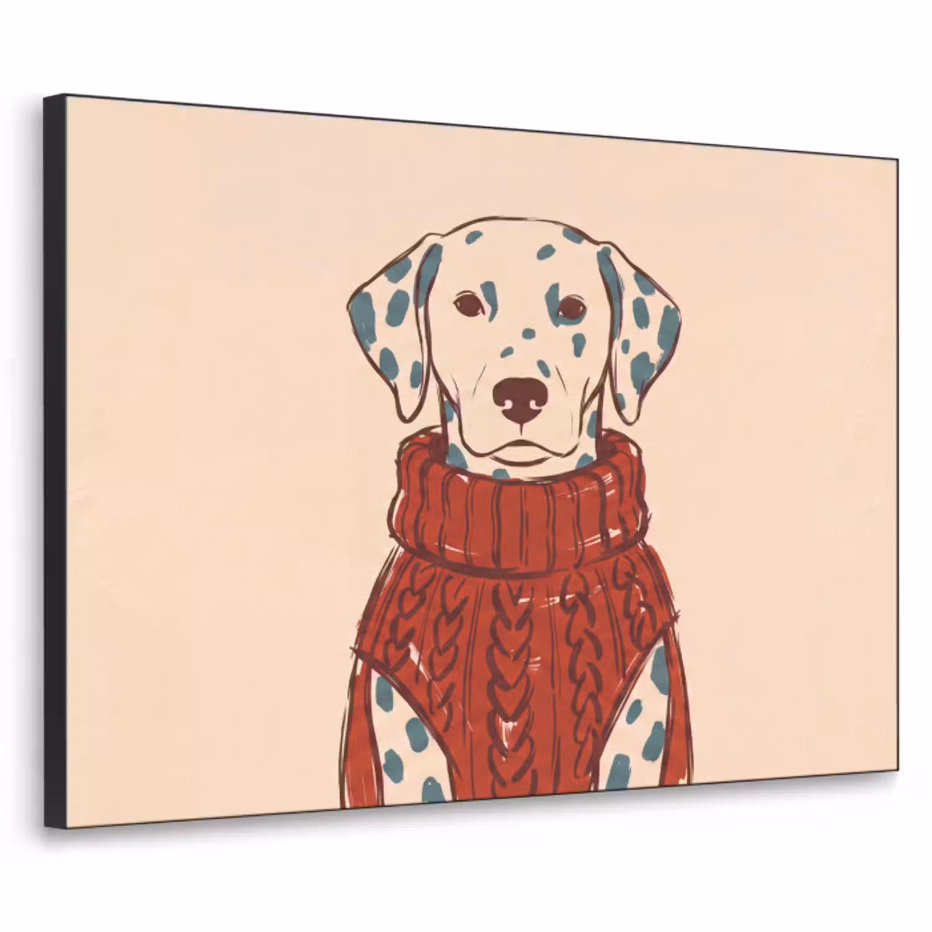Hond - Trui - Winter - Dieren - Rood Textielframe zwart klein -3d
