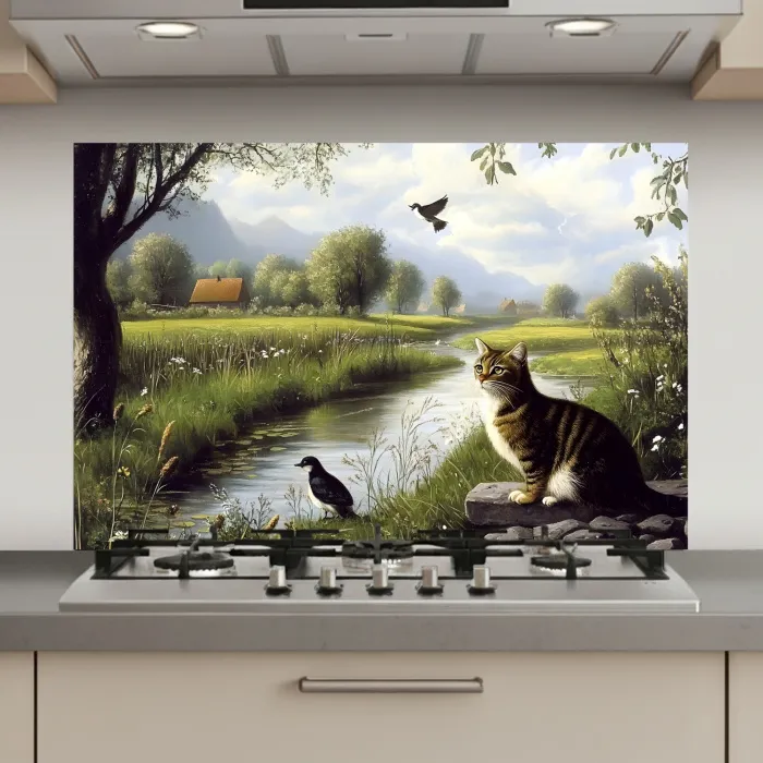 Kat - Beekje - Weide keuken achterwand spatscherm klein -3d_website