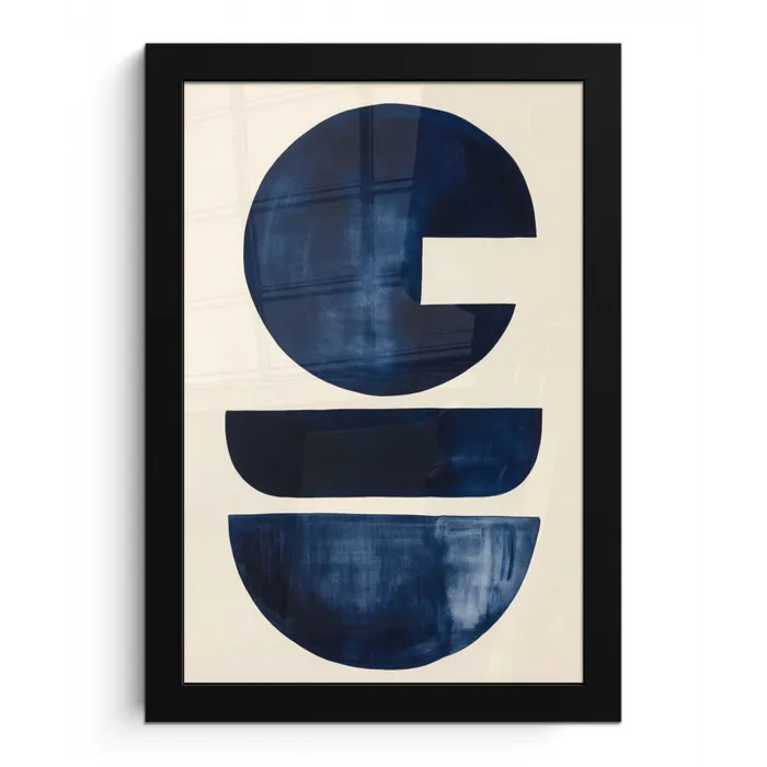 Vormen - Blauw - Abstract fotolijst zwart zonder passe partout klein -3d