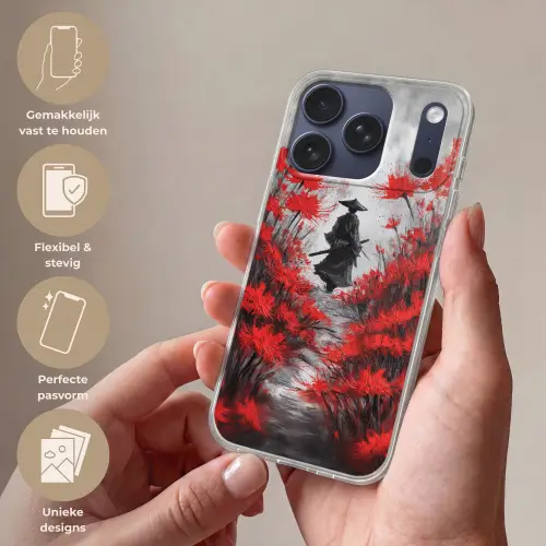 Rode bloemen - mistig - Man Telefoonhoesje iPhone 17 Pro klein -sfeer3_NL