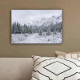 Weg - Bergen - Sneeuw - Naaldbos - Avontuurlijk canvas 2cm klein -sfeer3