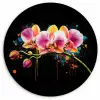 Orchidee - Graffiti - Kleurrijk - Bloemen - Abstract Wandcirkel plexiglas klein -3d