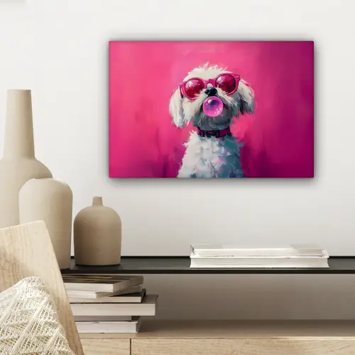 Pink - Hond - Bubbel canvas 2cm klein -sfeer6