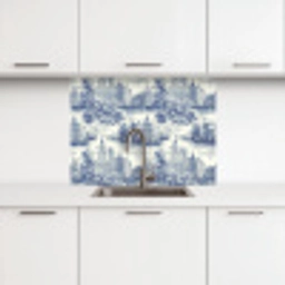 Huizen - Bomen - Water - Vogels - Blauw keuken achterwand 2 middel 865 -3d