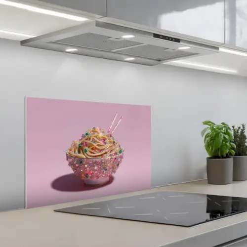 Noodles - Edelstenen - Stokjes - Roze keuken achterwand spatscherm klein -3d_schuin