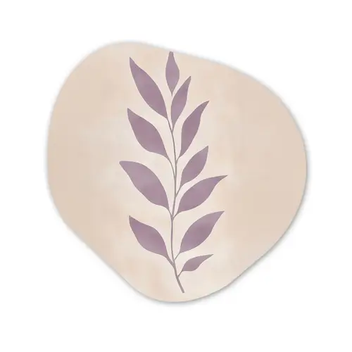 Tak - Bladeren - Minimalistisch - Beige Wandcirkel Organisch Plexiglas middel -3d