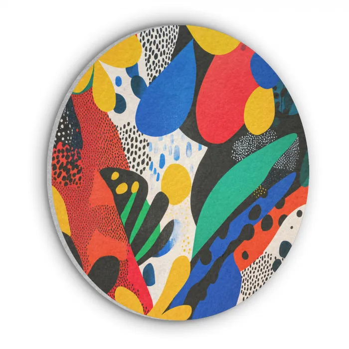Abstract - Planten - Vormen - Kleurrijk Akoestische PET Vilt - Rond klein -3d