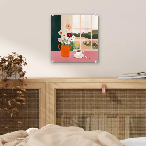 Bloemen - Koffie - Raam plexiglas 5mm klein -sfeer4