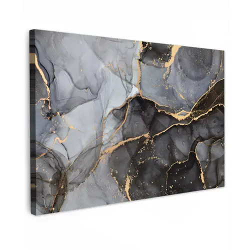 Marmer - Abstract - Goud - Grijs canvas 2cm klein -z3d