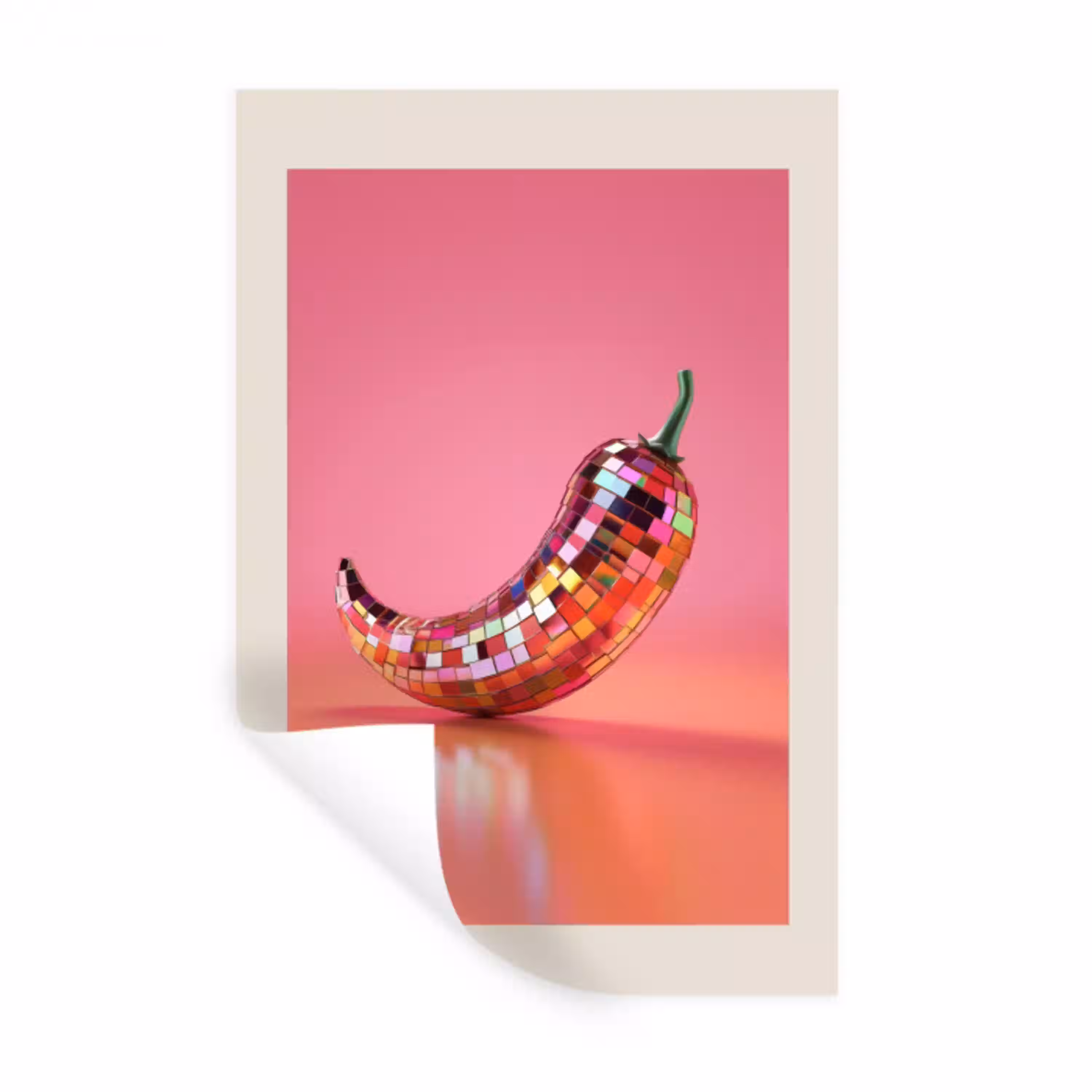 Disco - Peper - Roze Muursticker klein -3d