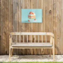 Slagroom - Taart - Blauw - Eten Tuinposter op houten frame 2 cm dik klein -sfeer4