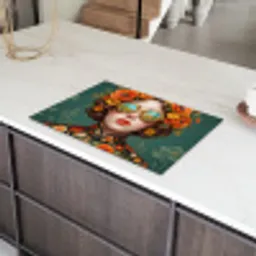 Portret - Vrouw - Kleurrijk - Expressief Inductie beschermer vinyl 3mm klein -sfeer8