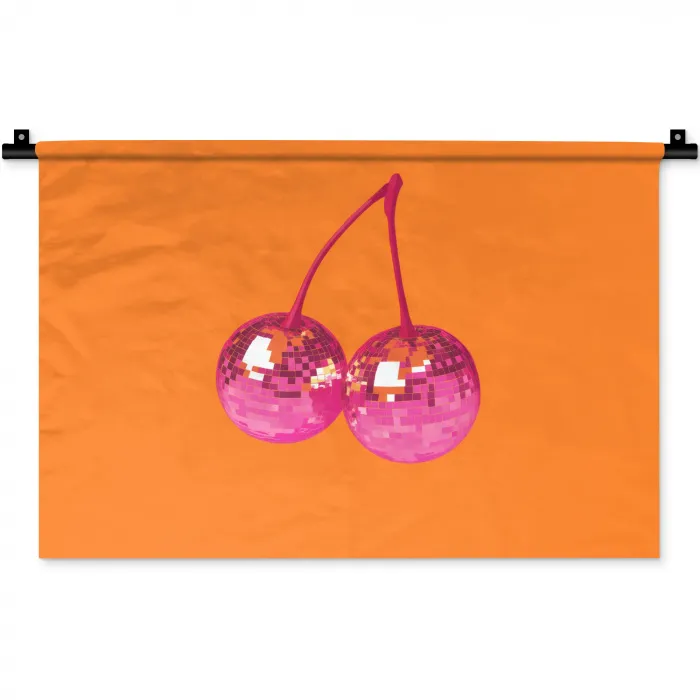 Discoballen - Kers - Spiegels - Roze Wandkleed katoen klein -zz3d