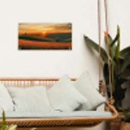 Klaprozen - Bloemen - Heuvels - Zonsondergang tuinposter los doek klein -sfeer7
