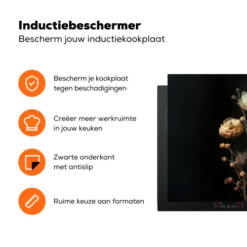 Boeket - Bloemen - Licht - Zwart Inductie beschermer vinyl 3mm klein -zzzzzzz-td-ups