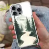 Pad - Bomen - Bos - Illustratie Hoesje iPhone 16 Pro Max met koord klein -sfeer3