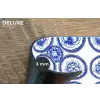 Cirkels - Bloemen - Blauw Placemat vinyl groot 368 -closeup