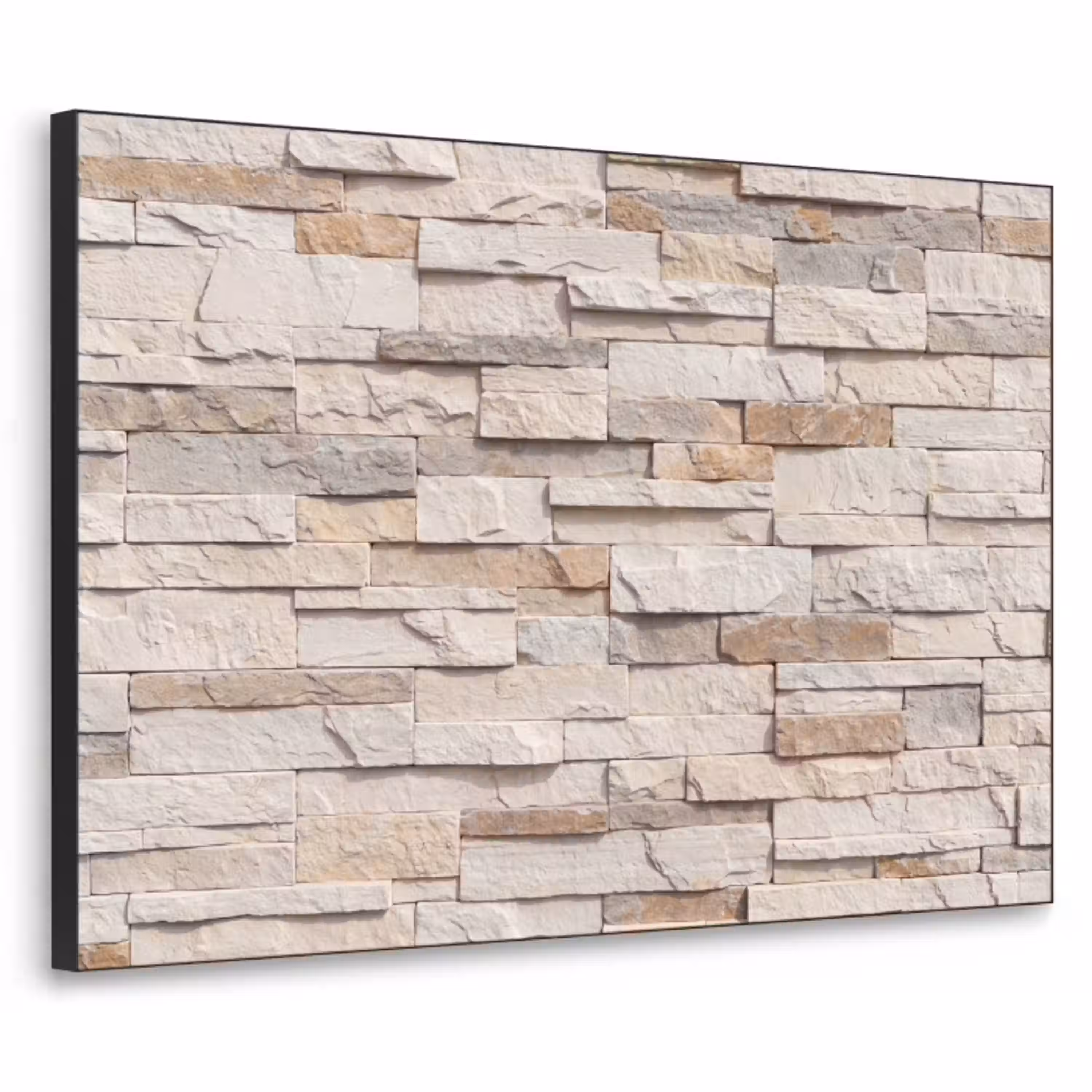 Steen - Muur - Textuur - Rustiek - Beige Textielframe zwart klein -3d