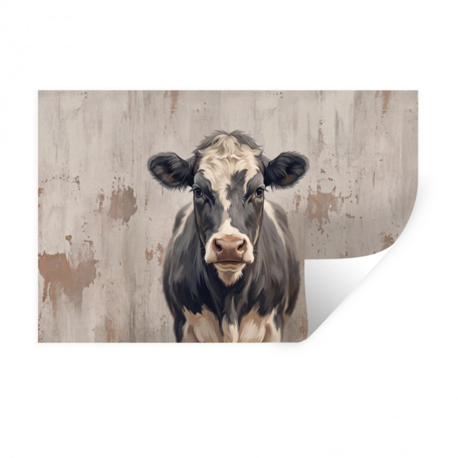 Koe - Portret - Dieren - Modern Muursticker klein -3d