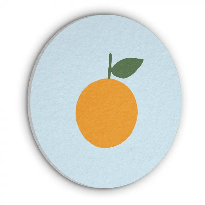 Fruit - Sinaasappel - Oranje Akoestische PET Vilt - Rond klein -3d