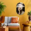 Hand - Gezicht - Strepen - Abstract Wandcirkel Ovaal Forex klein -sfeer4