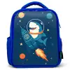 Raket - Haai - Ruimte Kinderrugzak - Blauw middel -3d